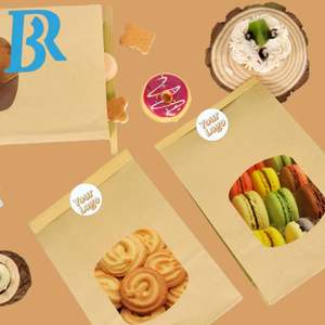 Sacs en papier kraft personnalisés avec fenêtre pour biscuits, grains de café, barres chocolatées, snacks, pop-corn et produits de boulangerie, avec fermeture à languettes métalliques - Product Image 6