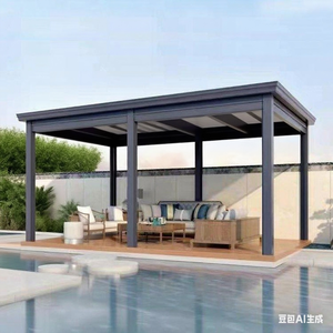 Étanche à l'eau personnalisé 3x4 extérieur en aluminium Pergola LED ensemble de supports motorisés carré Tube Post Parasol pavillon de Style chinois - Product Image 5