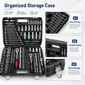 Wholesale 216pcs Mechanical <b>Tool</b> Box Hand <b>Tool</b> Kit Mixed Wrenches 1/2" 1/4" 3/8" Socket <b>Set</b> Garage Auto Repair <b>Tool</b> <b>Set</b> OEM ODM - Product Image 5