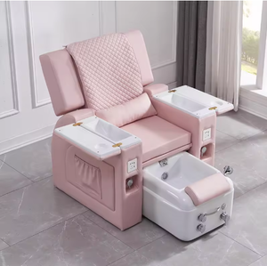 Silla de Manicura Reclinable Rosa con Luces LED, Silla de Pedicura de Lujo con Masaje para Salón de Belleza - Product Image 2