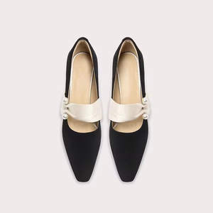 Escarpins rétro en PU pour femmes, sandales à talons carrés avec lacets et boucle, chaussures plates rehaussantes pour femmes - Product Image 3