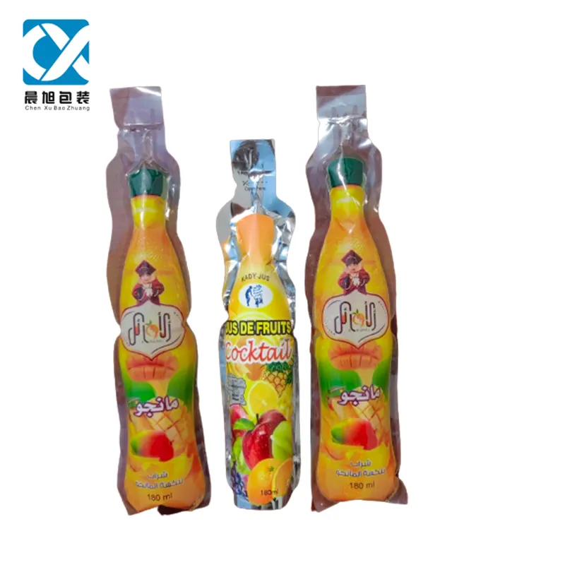 70ml/100ml/120ml /150ml/350ml Food grade plastic packaging bag beverage orange bottle shape juice spout pouch