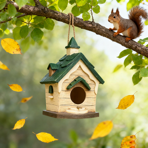 Eco-Friendly Hanging <strong>Resin</strong> Birdhouse - Weatherproof Design with Bird Perch for <strong>Backyard</strong> - Product Image 5