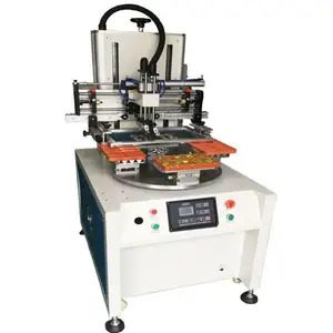Machine d'impression de carte d'imprimante de film d'impression d'écran à plat avec le Sablon de table de 4 stations avec le bras mécanique