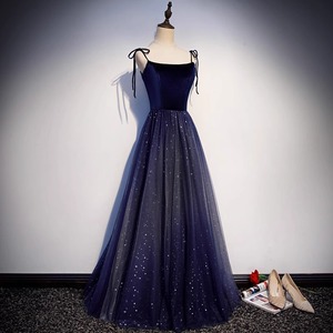 Women's Elegant Evening Gown Navy Blue Long Skirt Starry Sky Design Stage Performance Wear - Product Image 2