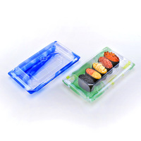 Boîte à sushi japonaise translucide à motifs, de taille variée, personnalisable en usine, conteneur à sushi rectangulaire en plastique jetable C