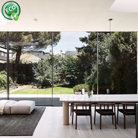 Interieur scheidingswand schuifdeur van glas voor keuken en woonkamer, panoramisch design, aluminium frame, minimalistisch glasvezel scherm