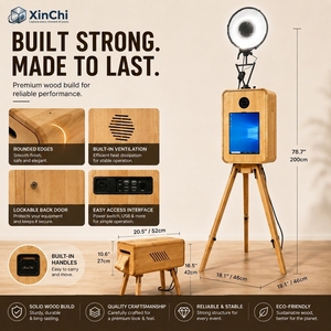 Retro Holz-Fotobox RGB-Farbbeleuchtung HD-Kamera DNP-Drucker 13,3-Zoll-Touchscreen Tragbarer Selfie-Kiosk - Product Image 1