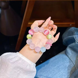 ナチュラルクリエイティビティDIY風水ヒーリングアクアマリンとピンククリスタルビーズブレスレットお土産 - Product Image 4