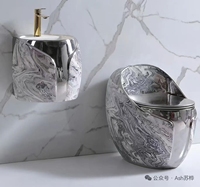 Ensemble WC autoportant de luxe moderne doré, à double chasse, allongé, monobloc, avec siphon en P, pour usage hôtelier, garantie 5 ans