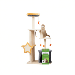 Albero per Gatti 50 Pollici 4 Livelli con Tiragraffi in Sisal e Motivo a Stelle, Set da Gioco per Interni - Product Image 1