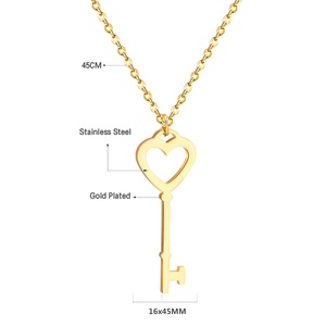 Collar con Colgante en Forma de Llave Personalizado, Chapado en Oro de 18K, Joyería de Acero Inoxidable, Regalo para Enamorados, Venta Caliente Ason - Product Image 1