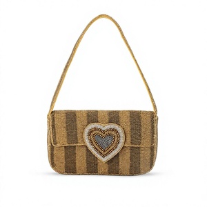 Sac à bandoulière léger à fermeture magnétique avec perles géométriques et broderie cœur, style bohème, sac à main pour femme à sangle unique - Product Image 1