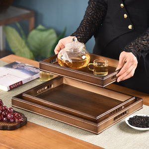 Grand plateau de service en bois pour thé, café, sushi, pain, usage domestique ou hôtelier, couleur unie FJ96580 - Product Image 3