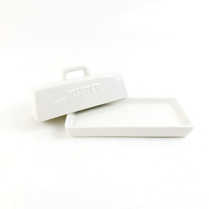 Porcelana de cerámica blanca personalizada, plato de mantequilla con cubiertas - Product Image 4