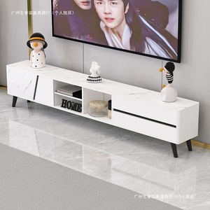 Modern Minimalist Tv Stand With Drawers White Marble Top Living Room Furniture For Small Apartment Home Use - Product Image 1