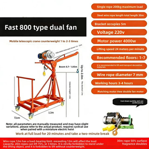 Grúa Eléctrica Portátil de 450 kg (1000 lb) y 220 V con Manivela Manual de Emergencia, Cable de Acero de 12 m, Mini Cabrestante para Garaje y Uso Doméstico - Product Image 4