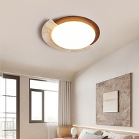 Plafonnier LED minimaliste moderne en bois de travertin, rond, encastré, pour chambre à coucher, salon