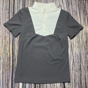 Vêtements d'équitation pour femmes de haute qualité, manches courtes, couleurs contrastées, dos en tissu mesh, amincissant, respirant - Product Image 5