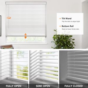 American Popular Built-In Faux Wood Venetian Blinds Cordless 2 Inch Waterproof Automatic - Product Image 3