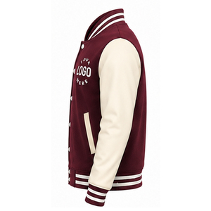 Chaqueta Varsity de Estilo Urbano para Hombre con Logotipo Personalizado del Fabricante OEM, Chaqueta de Lona Teñida Lisa de Alta Demanda con Cuello Alto - Product Image 3