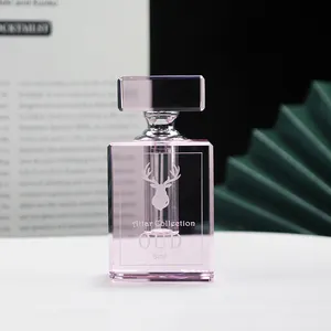 Botella de Perfume de cristal rosa de lujo, frasco de aceite negro vacío, con logotipo de Metal personalizado