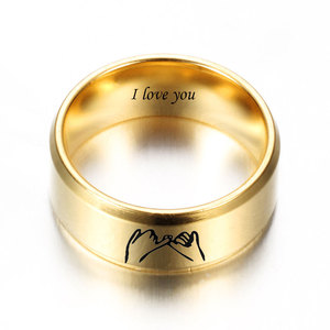 Stainless Steel <b>Ring</b> 8mm Smooth I Love You Engraved Unisex Wedding Band Couple Jewelry Round Geometric Design - Product Image 4