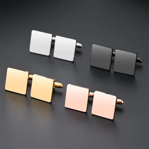 AONING square cufflinks 316 stainless steel 925 silver plated name laser printing mirror polished cufflinks