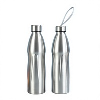 Bouteille d'eau sportive en acier inoxydable, grande capacité, minimaliste, en forme de boule de bowling, portable pour l'extérieur, à col étroit
