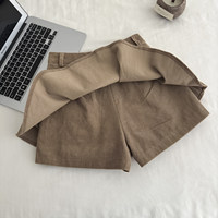 Jupe plissée taille haute en velours côtelé à bout pointu, style danse, pour femme, automne-hiver, anti-plis, coupe culotte courte