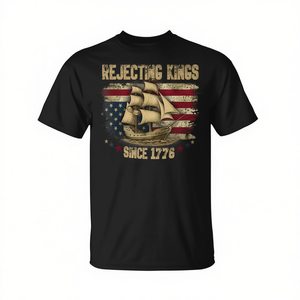 T-shirt con stampa “Rejecting Kings Since 1776 Liberty Patriotic Usa Sailboat”. - Product Image 2