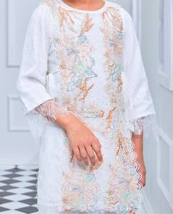 Ensemble personnalisé Islma Baju Kurung <span class=keywords><strong>maman</strong></span> et enfants 2 pièces en mousseline de soie avec haut et jupe en diamant - Product Image 4