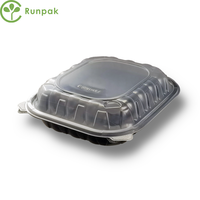 9*10 pouces 1 compartiment écologique jetable noir et clair boîte à lunch environnement récipient alimentaire à emporter 150 pièces/carton
