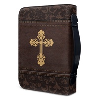 Couverture de Bible en cuir pour hommes et femmes avec une grande capacité d'impression et de planification à la demande Poignée de couverture Fermeture à glissière Fentes pour stylos Poches Bible Bag