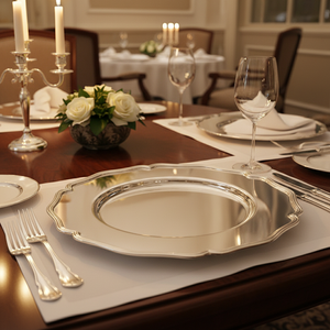 Set de table en métal de luxe Royal Family Sheffield, ligne romantique, décoration pour restaurants et hôtels de haute qualité, anniversaire, toutes saisons - Product Image 3