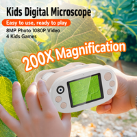 Cámara Portátil para Niños con Zoom Digital 16X, Lente para Selfies, Transferencia a PC, Juguete de Experimentación Científica para Niños, Microscopio