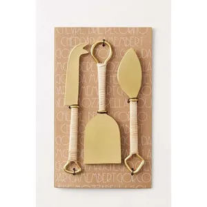 Juego de cubiertos con mango de ratán en acero inoxidable con diseño natural, perfecto para utensilios de cocina diarios y USO HOTELERO - Product Image 1