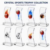 Trophée de basketball en cristal incurvé personnalisé, récompense de champion gravée sur mesure, cadeau de tournoi de ligue en gros