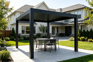 Pergola extérieure en aluminium RKOVE RK-E2 durable et étanche avec toit à lames orientables et bande lumineuse LED chaude pour jardin - Product Image 3