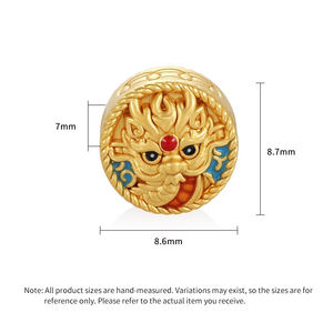 Bracelet perlé en or massif 24K de luxe haut de gamme accessoires d'amulette en forme de dragon sculpté pour enfants résultats de bijoux et composants - Product Image 4