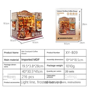 Série de maisons anciennes en bois à assembler soi-même, modèle de puzzle 3D éducatif, jouet, cadeau, 19x14x18.5cm, boîte couleur - Product Image 4