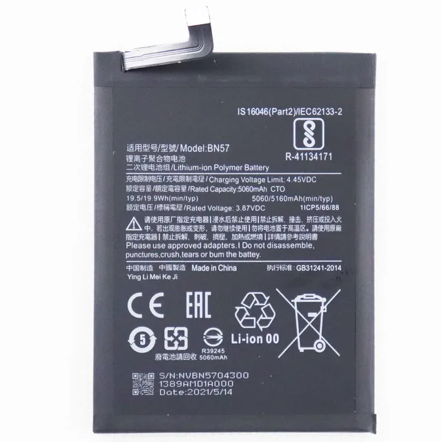 Original Battery BN57 5060mah Battery for Xiaomi Pocophone X3 Poco X3 Pro Replacement Bateria