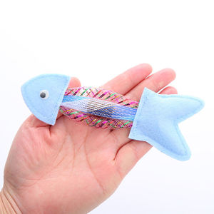 ของเล่นปลาบ้าสำหรับลูกแมวแบบอินเตอร์แอคทีฟในร่ม ขายส่ง ของเล่นแคทนิปแบบวางได้เอง ทนทานต่อการกัด ทำจากวัสดุผ้าพลัฌ - Product Image 2