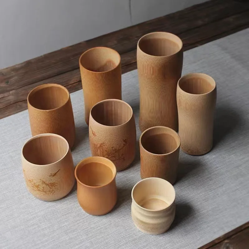 Eco-Friendly Natural Carbonized Handmade Bamboo Wood Coffee Tea Water Cup