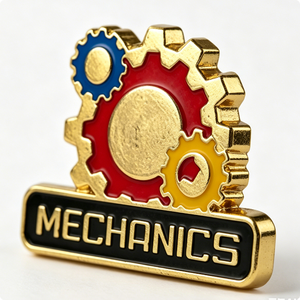 Pin de Solapa Metálico Esmaltado Duro con Forma de Engranaje Mecánico, Chapado en Oro, Insignia 2D para Regalo de Negocios y Souvenir Industrial - Product Image 4