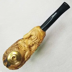 customized hand made engraved Wooden Tobacco Smoking pipe