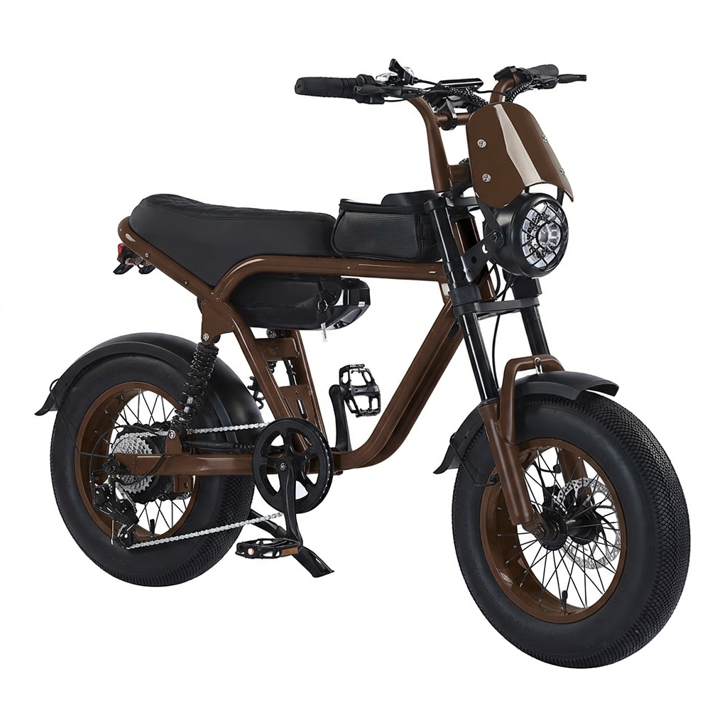 Vélo électrique à pneus larges marron