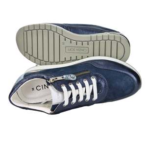 Sneakers Morbide da Donna Cinzia in Pelle Blu con Zeppa, Scarpe Comode per Camminare - Product Image 6