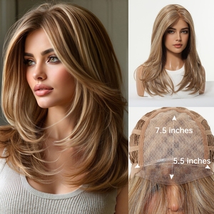 Ainizi New Arrival High Quality Heat Resistant Imported Synthetic Fiber No Cut <strong>Monofilament</strong> Mono Lace <strong>Wigs</strong> for White Women - Product Image 5
