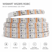 Bande LED adressable WISMART DC12V WS2815 RGBIC 60 LED/m 10mm PCB blanc avec fonction de reprise de signal double et pixels flexibles